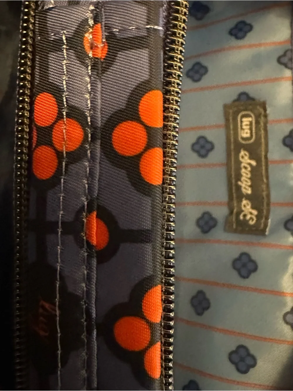 lug Scoop SE Crossbody in Blue with Orange Geometric Design RFID